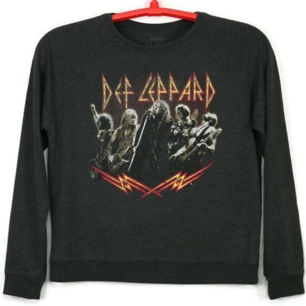Def Leppard Sweatshirt Shirt Gray Rock Band L‎ Large